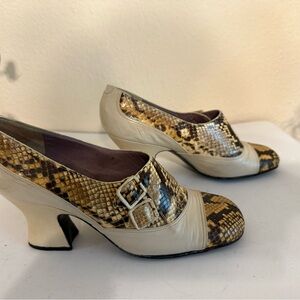 Rare Vintage Jerry Edouard Mod Era Shoes Multi Color Leather 5 B Snakeskin